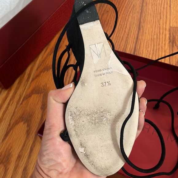 Tamara Mellon Allegra black suede wedge gladiator sandal worn once - Picture 3 of 3